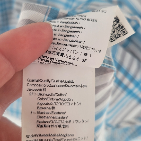 Hugo Boss Modern Fit Blue Plaid Shirt XXL Mens‎  Long Sleeve New - Picture 5 of 5